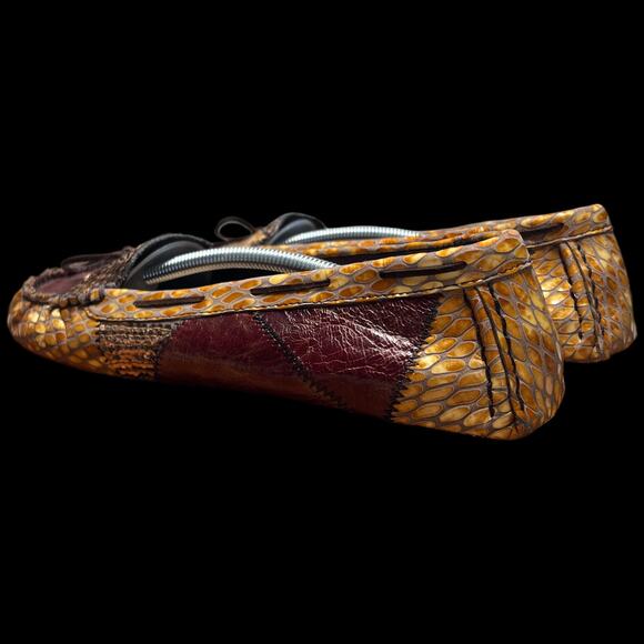 KENZIE Diva Women Sz 8.5 Moccasins Animal Snakeskin Patchwork Flats Loafer Shoes - Picture 7 of 16